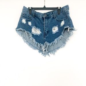 High waisted denim shorts - dark wash